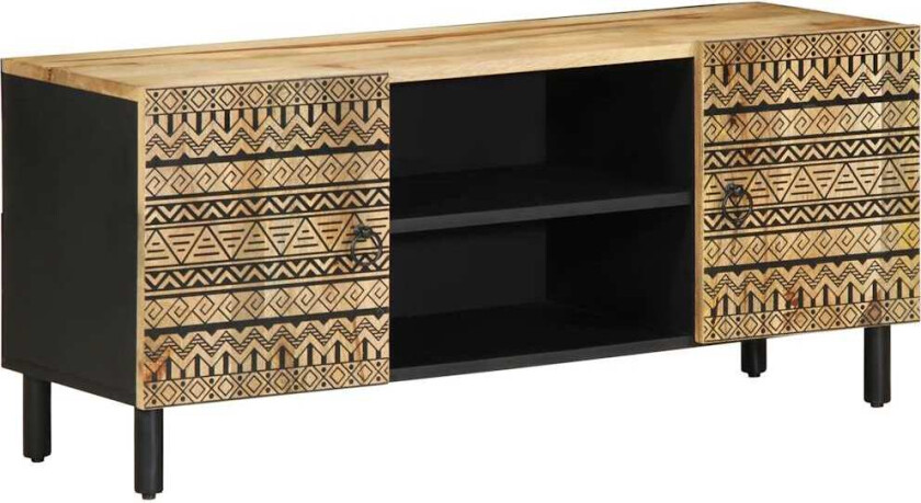 TV-benk svart 105x33,5x46 cm grovt heltre mangotre