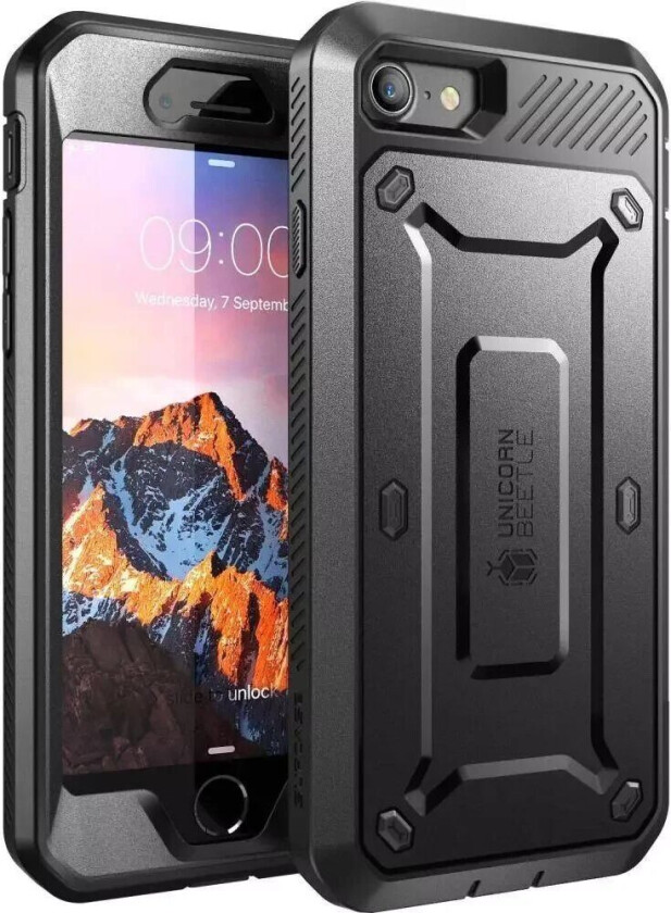 SUPCASE iPhone SE (2022 / 2020) / 8 / 7 SUPCASE Unicorn Beetle Pro Deksel med Skjermbeskytter Svart