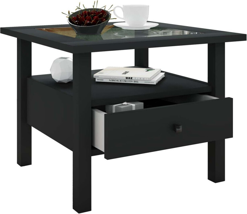 LingisM sofabord 1 skuff 1 hylle svart.