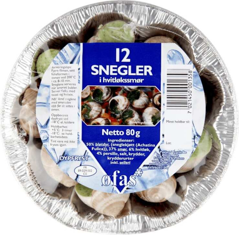 Snegler i Hvitløksmør 85g