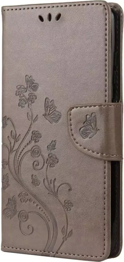 Samsung Galaxy S20 FE / S20 FE (5G) Skinndeksel med Lommebok - Blomster Imprint - Grå