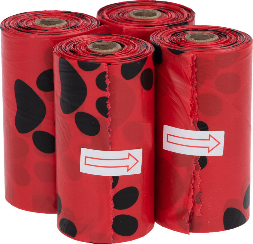 Hundepose med duft - 4 ruller à 15 Beutel rød, Rose