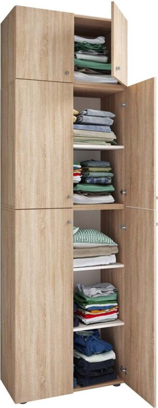 LonaXXL garderobeskap 6 dører eik dekor.