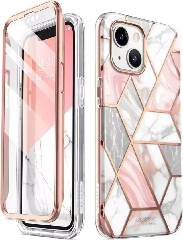 I-Blason iPhone 14 Plus i-Blason Cosmo Marble Deksel m. Skjermbeskytter - Rosa