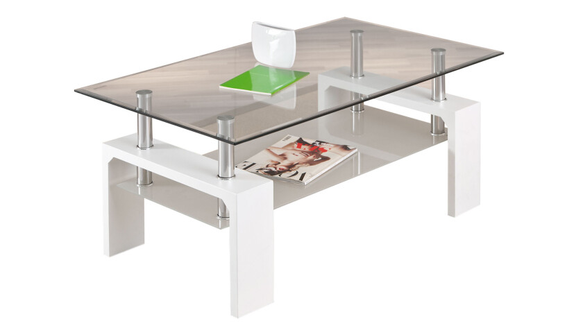 Aloma sofabord 1 glass pute hvit.