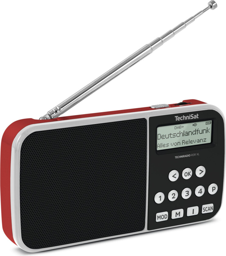 RDR XL DAB Radio - 3W, 6 timer - Rød