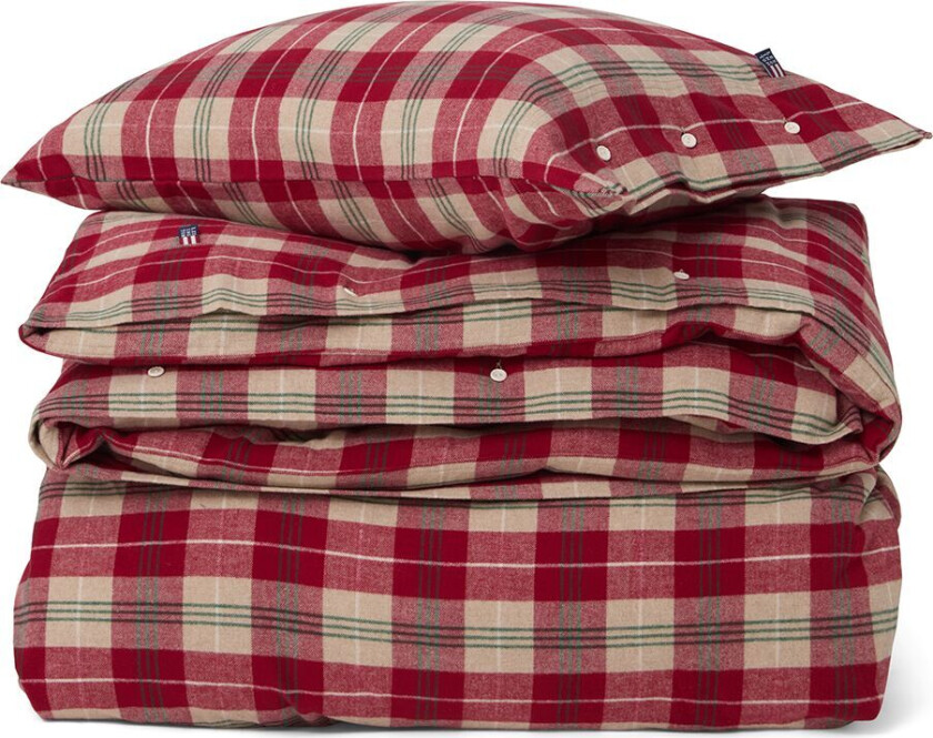 Checked Cotton Flannel sengesett Rød-beige-grønn-hvit