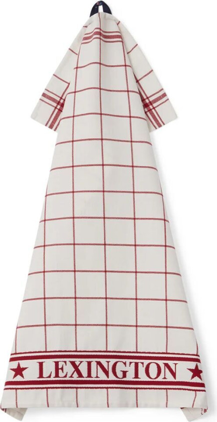 Checked kjøkkenhåndkle 50x70 cm Hvit-rød