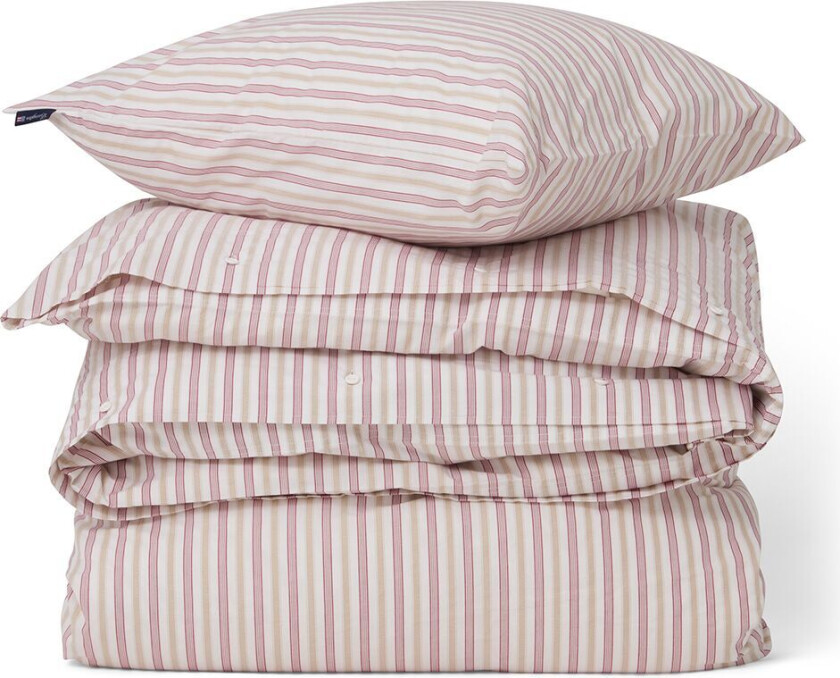 Dobby Striped Cotton Poplin sengesett Rød-beige-hvit