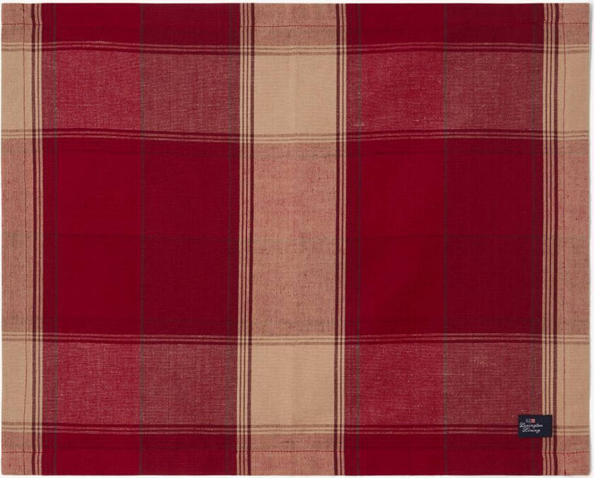 Checked Linen-Cotton bordbrikke 40x50 cm Rød-beige