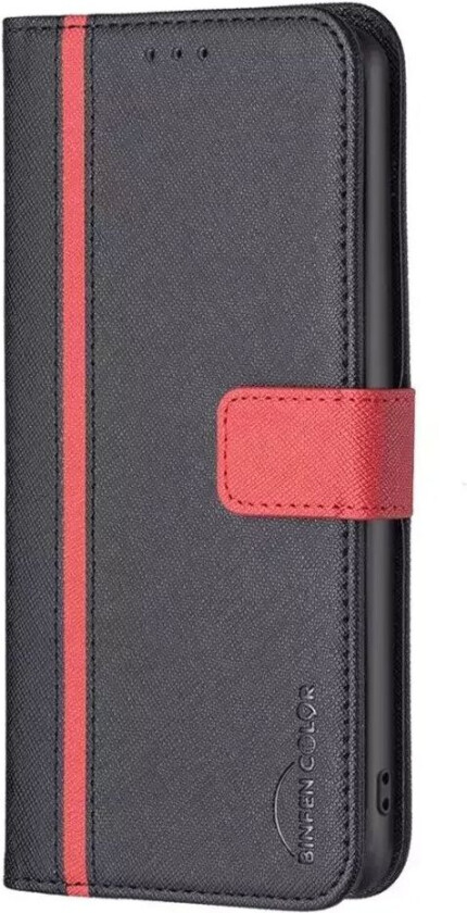 iPhone 14 Pro Matt Flip Deksel i Skinn med Lommebok og Magnetisk Lukning - Svart