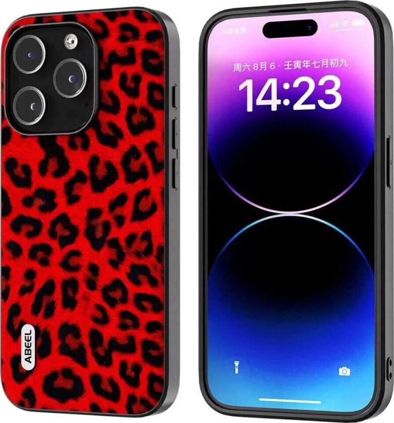 iPhone 15 Pro Max Fleksibelt Plastdeksel - Leopardmønster - Rød