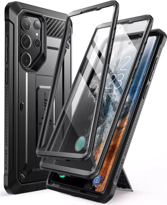 SUPCASE Samsung Galaxy S23 Ultra SUPCASE Unicorn Beetle Pro Håndverker Deksel - 2-Set - Svart