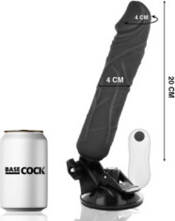 - Realistisk Vibrator Fjernkontroll Svart 20 Cm -O- 4 Cm