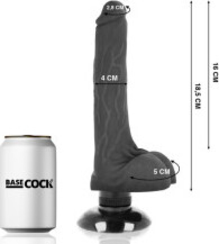 - Realistic Vibrator 2-1 Svart 18,5 Cm -O- 4 Cm