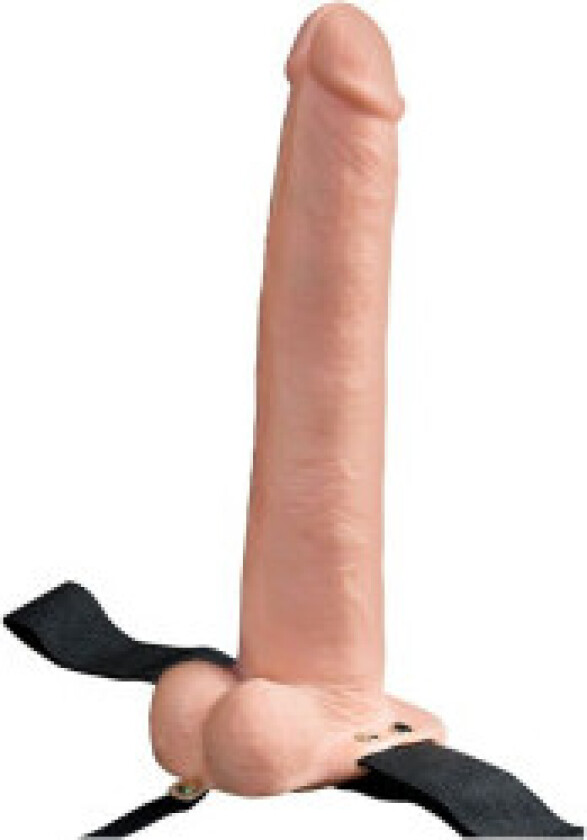 - Justerbar Sele Realistisk Penis Med Baller Oppladbar Og Vibrator 28 Cm