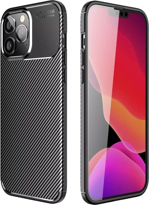 iPhone 14 Pro Karbonfiber Fleksibel Plast Deksel - Svart