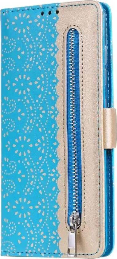Samsung Galaxy S21+ (Plus) PU Skinndeksel m. Lommebok - Blonde Print - Blå / Gull