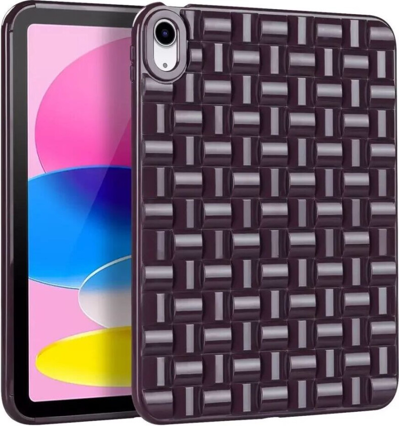 iPad 10.9" (2022) Fleksibelt Plast Deksel - Flettdesign - Aubergine