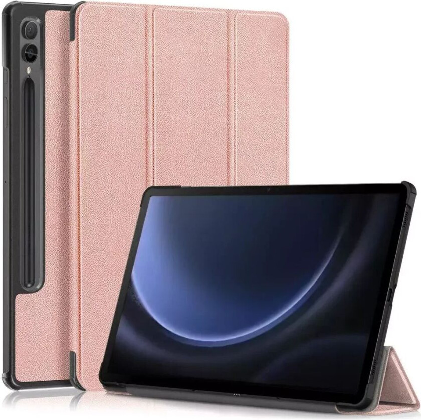 Samsung Galaxy Tab S9 FE+ (Plus) Tri-Fold Skinn Deksel m. Stativfunksjon - Rose Gold