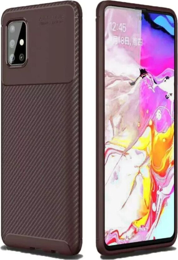 Samsung Galaxy A51 Fleksibel Carbon Fiber Plastdeksel - Brun