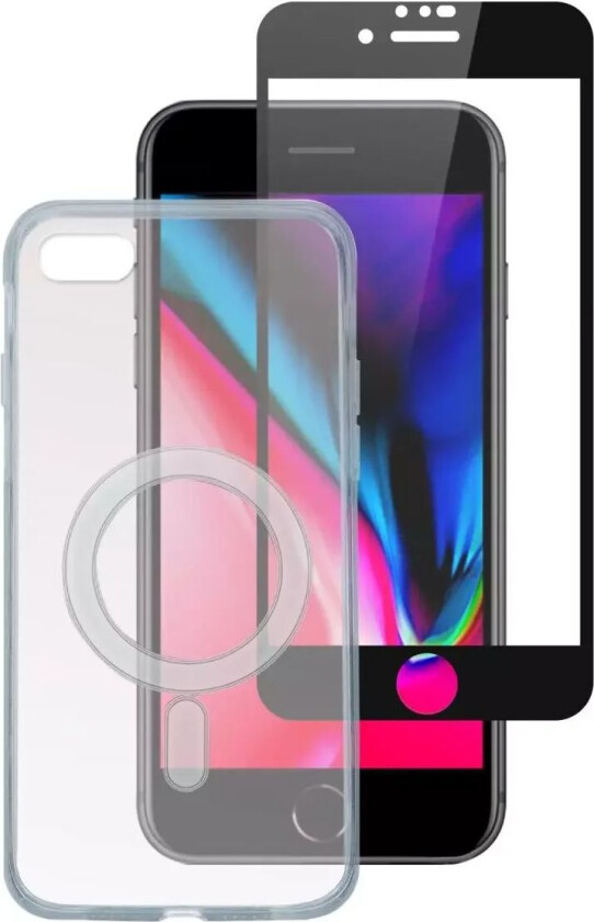 4smarts iPhone SE (2022 / 2020) / 8 4smarts Second Glass X-Pro 360° Beskyttelsessett Premium - MagSafe-Kompatibel - Deksel + Herdet Glass)