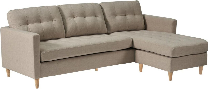 Marino sjeselongsofa 3 seter stoff sandfarget.