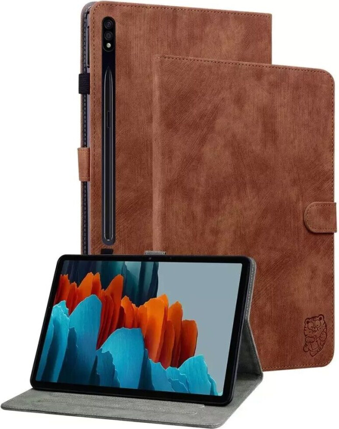 Samsung Galaxy Tab S9 Skinndeksel med stativfunksjon og kortholder - Brun