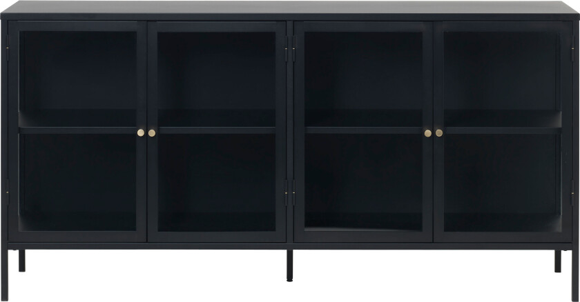 Carmel skjenk med 4 glassdører stål svart.