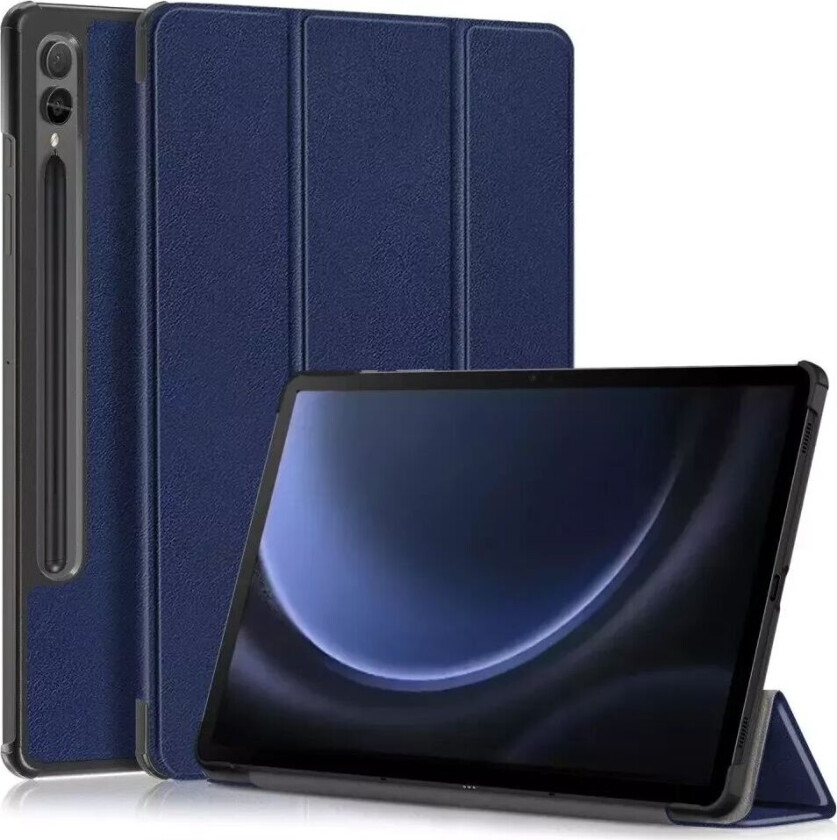 Samsung Galaxy Tab S9 FE+ (Plus) Tri-Fold Skinn Deksel m. Stativfunksjon - Blå