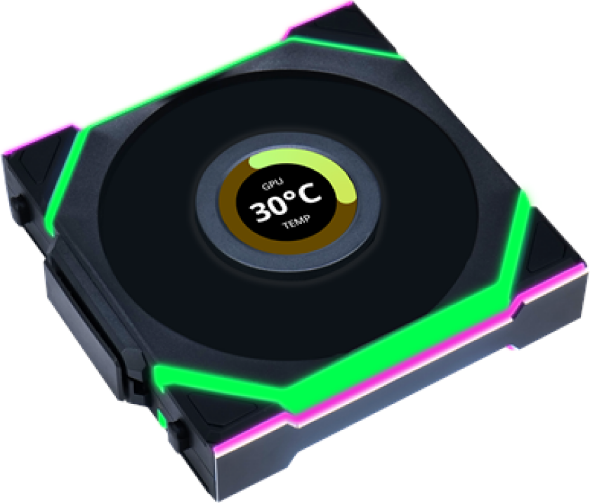 Bilde av UNI FAN SL Wireless LCD Reverse Black - Kabinettvifte - 120mm - Svart - 29 dBA