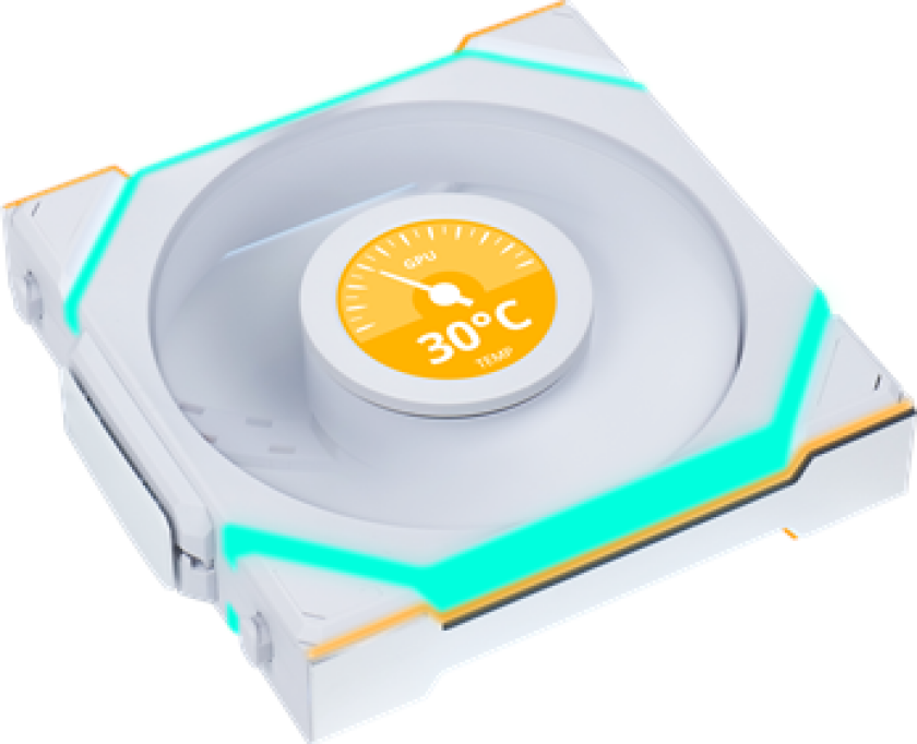 UNI FAN SL Wireless LCD White - Kabinettvifte - 120mm - Hvit med RGB-lys - 29 dBA