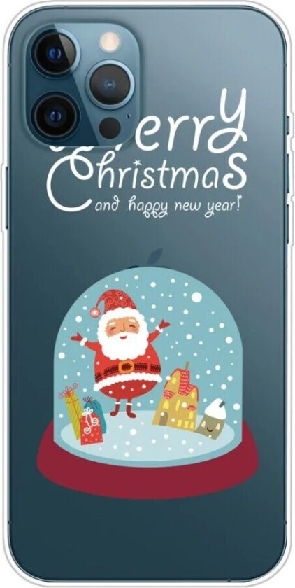 iPhone 16 Pro Max Fleksibelt Plast Jul Deksel - Merry Christmas - Snøkule m. Julenissen