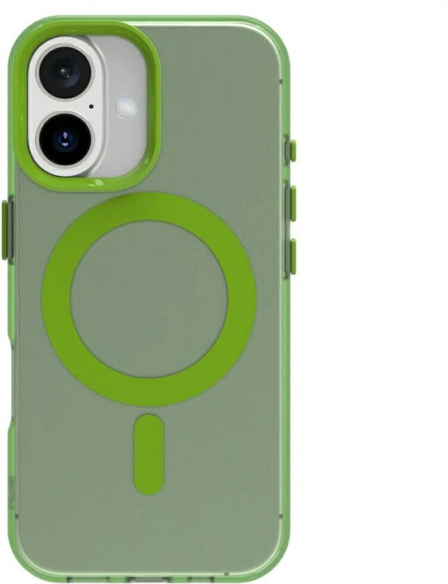 iPhone 16 Hybrid Plast Deksel - MagSafe Kompatibel - Gjennomsiktig / Grønn
