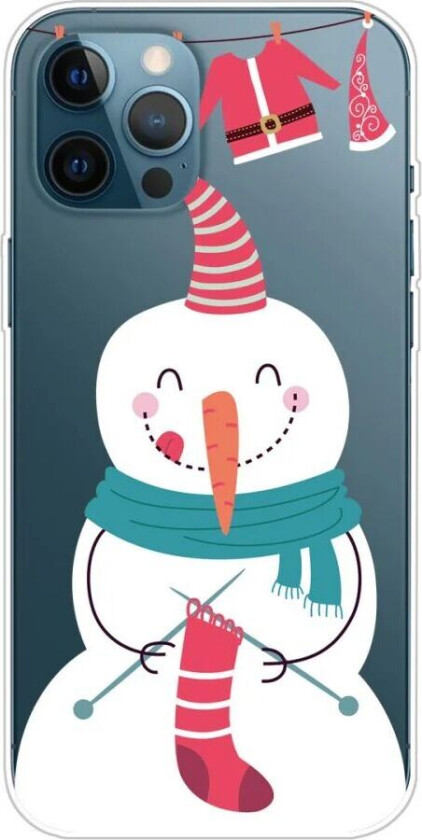 iPhone 16 Pro Max Fleksibelt Plast Jul Deksel - Merry Christmas - Snømann Strikker Julesokker