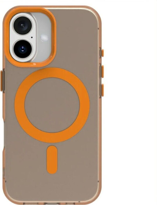 iPhone 16 Hybrid Plast Deksel - MagSafe Kompatibel - Gjennomsiktig / Oransje