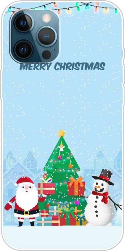 iPhone 16 Pro Fleksibelt Plast Jul Deksel - Merry Christmas - Julenissen og Snømannen