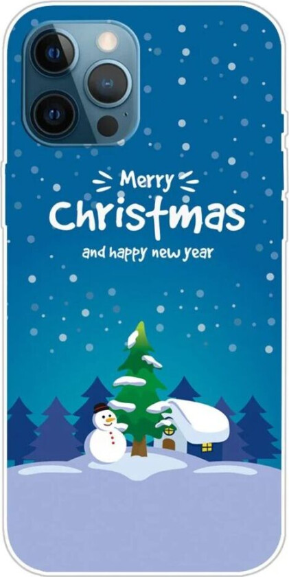 iPhone 16 Pro Fleksibelt Plast Jul Deksel - Merry Christmas - Snømann og Juletre