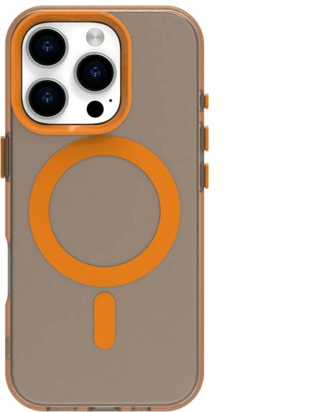 iPhone 16 Pro Hybrid Plast Deksel - MagSafe Kompatibel - Gjennomsiktig / Oransje