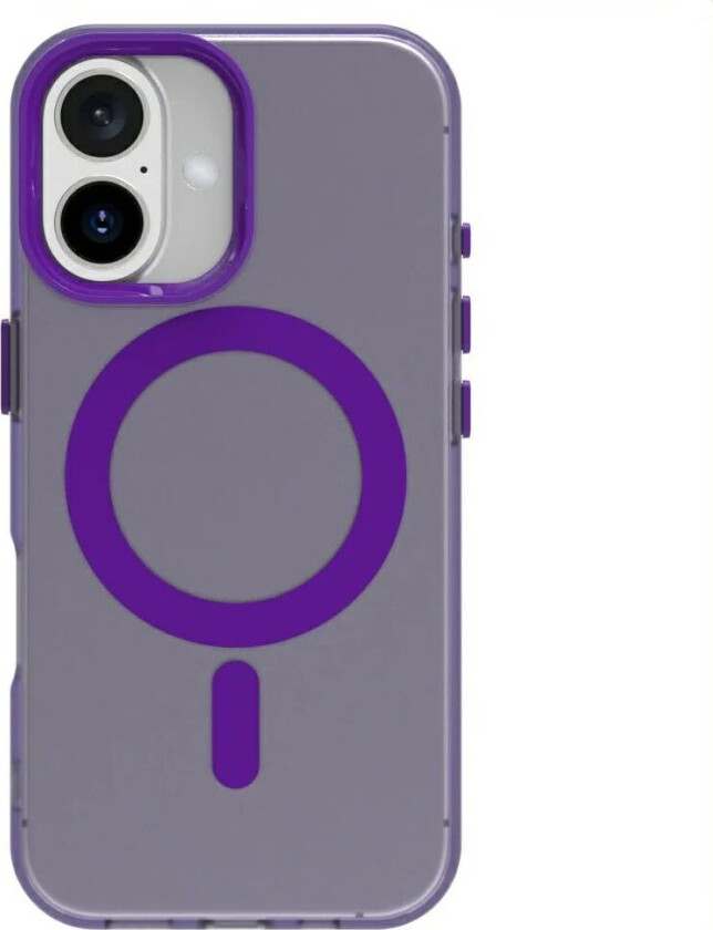 iPhone 16 Hybrid Plast Deksel - MagSafe Kompatibel - Gjennomsiktig / Lilla