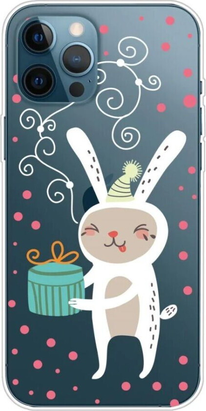 iPhone 16 Pro Max Fleksibelt Plast Jul Deksel - Merry Christmas - Julehare m. Gave