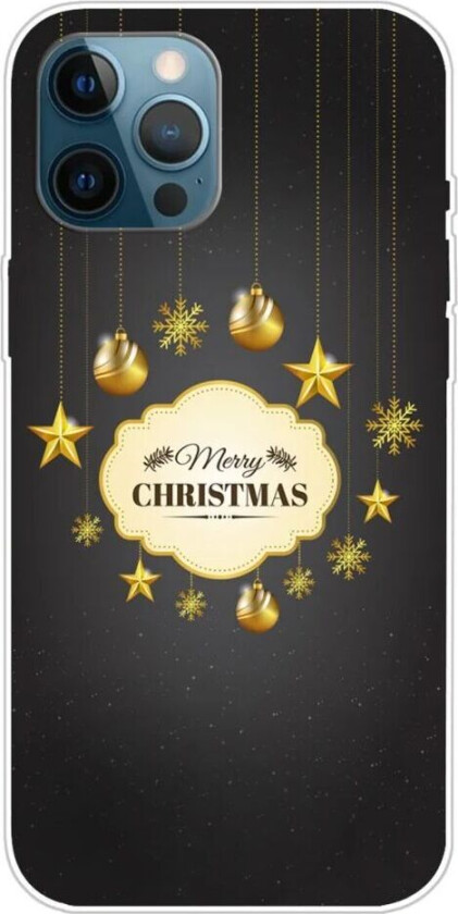 iPhone 16 Pro Fleksibelt Plast Jul Deksel - Merry Christmas - Gull Dekorasjoner