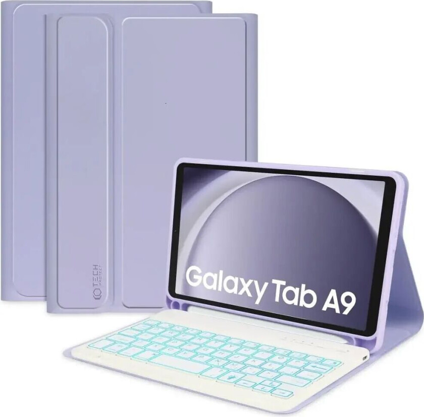 Tech-Protect Samsung Galaxy Tab A9 Tech-Protect Keyboard Deksel Med Pencil Holder - Engelsk Layout - Lilla