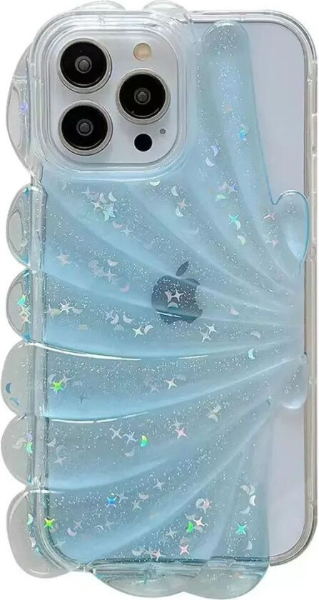 iPhone 14 Pro 3D Plastdeksel Fleksibel m. Muslingskjell / Gjennomsiktig - Blå