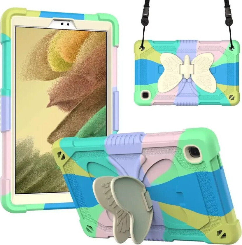 Samsung Galaxy Tab A7 Lite Butterfly Kickstand Barnedeksel - Regnbue V3