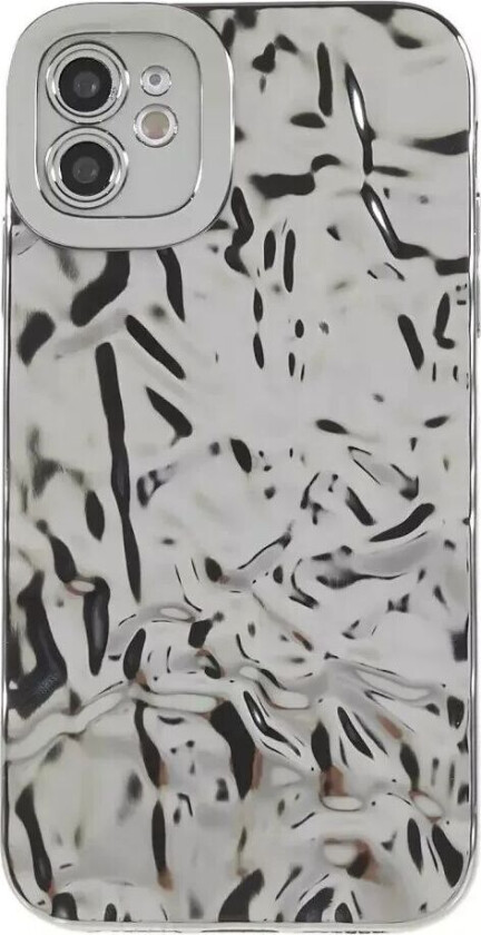 iPhone 12 Glinsende Fleksibel Plast Bakside Deksel - Bølget Design - Sølv