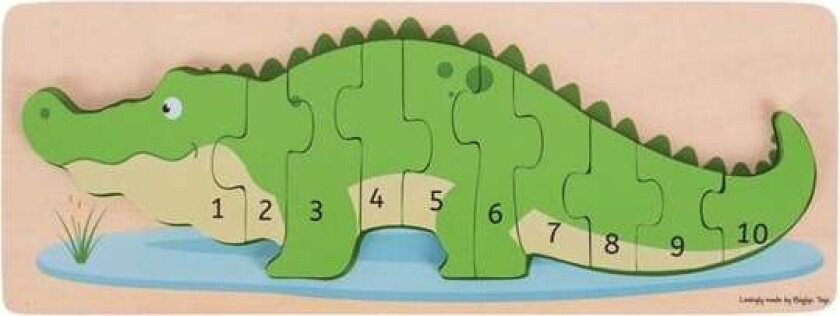 Wooden Counting Puzzle Crocodile 10 pcs. Tre