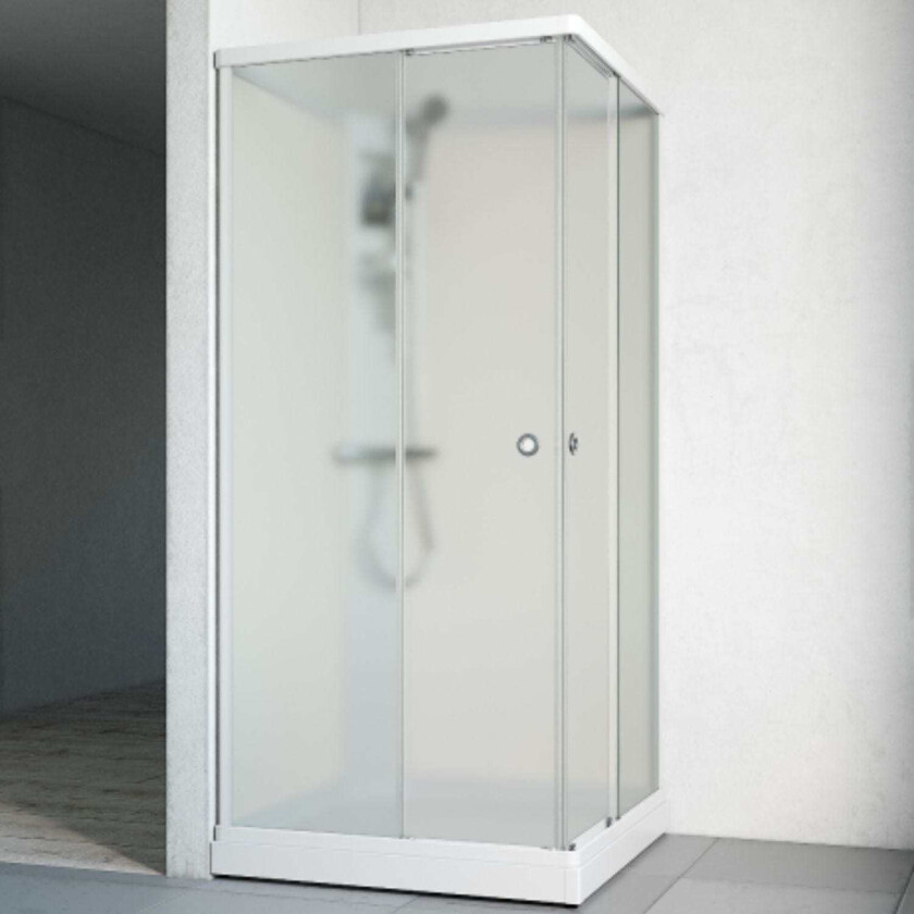 Flow Rett Dusjkabinett Standard Ice Hvit / 81x81cm Glass