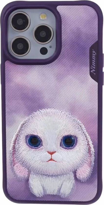 iPhone 15 Pro Hybrid Deksel m. Dyremotiv & Broderi - Kanin