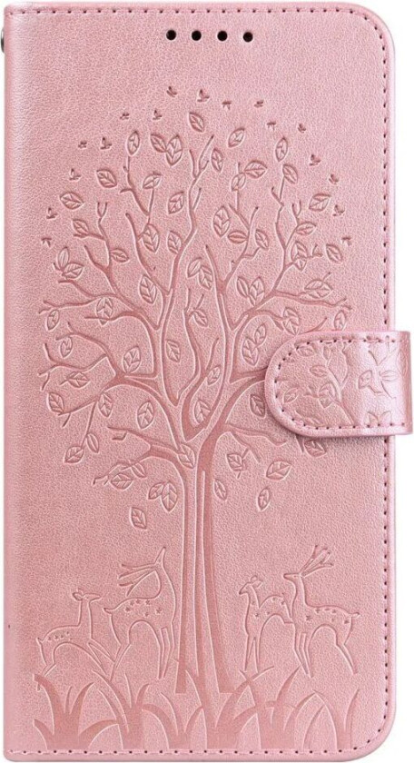 Samsung Galaxy S22 Ultra (5G) Kunstskinn Deksel med Kortholder og Trykk - Rosa